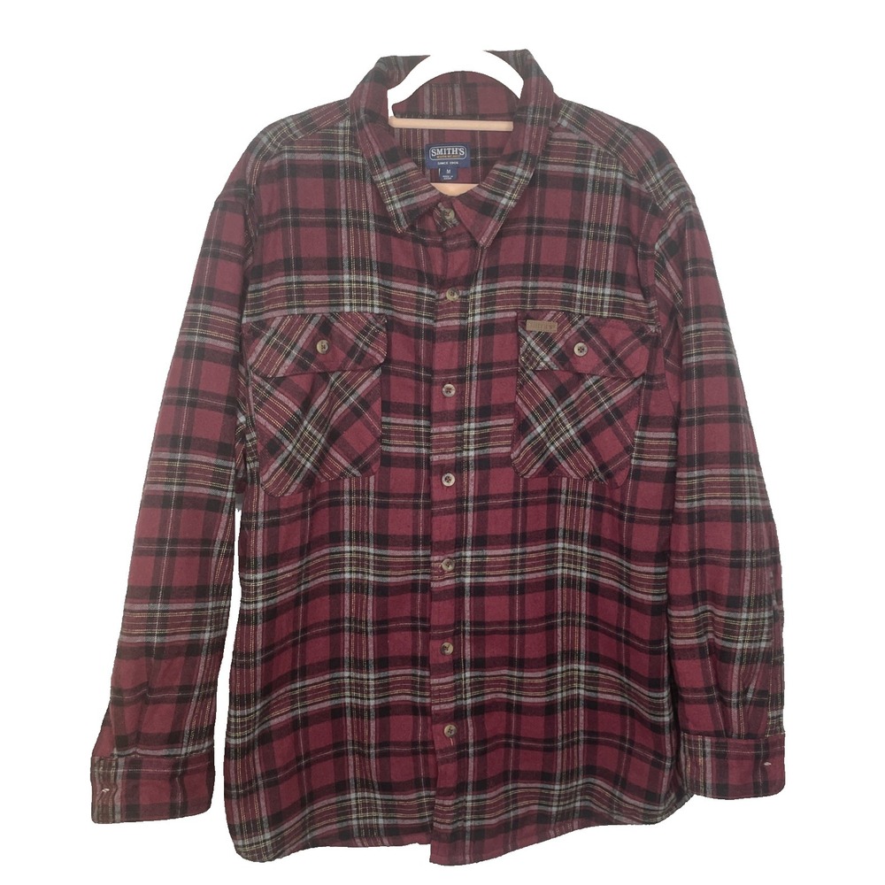 Smiths Workwear‎ Flannet Shacket Mens Sz M Red Plaid NWT Tartan Comfy Soft Warm